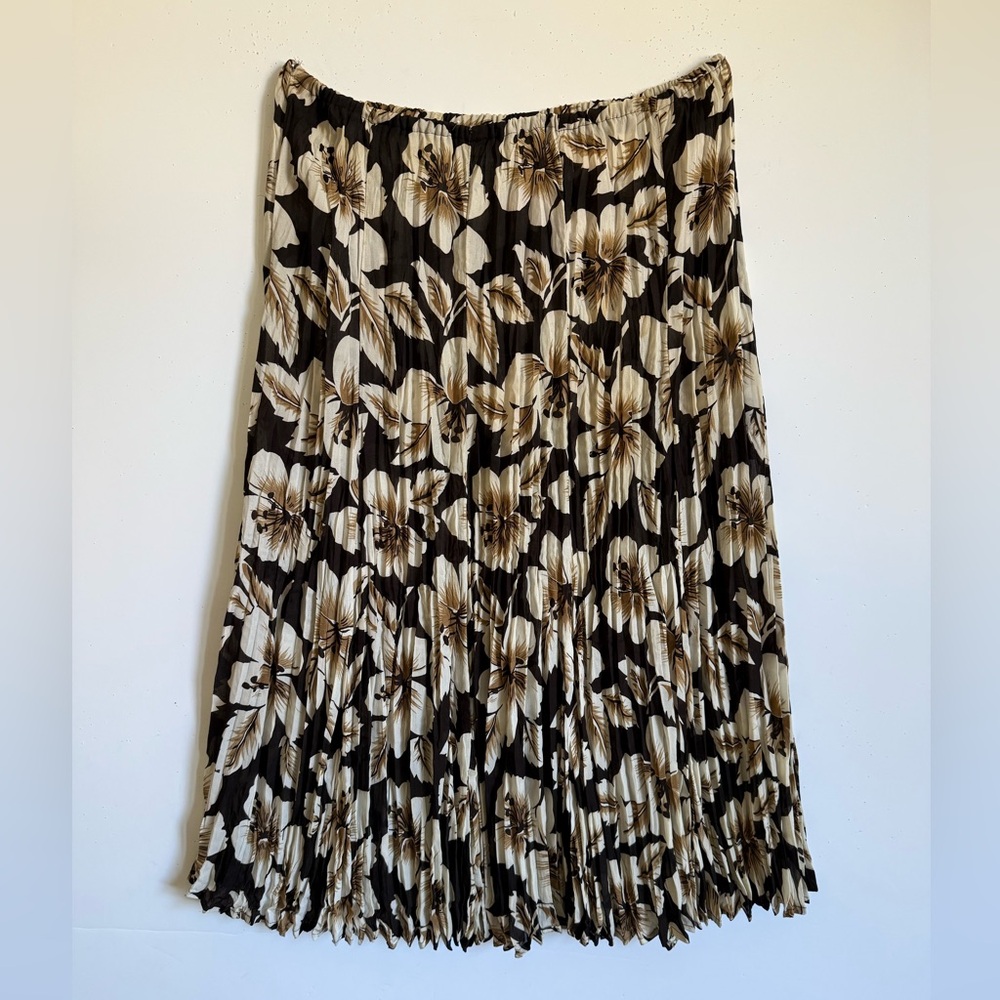 Vintage Floral Pleated Skirt - Sz Medium